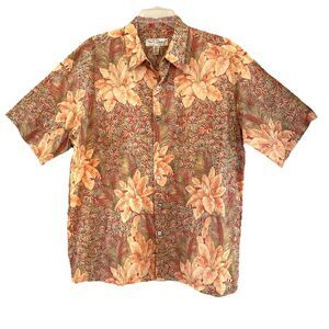 VTG Tori Richard Hawaiian Shirt Mens Sz L Floral Tropical Aloha 100% Cotton Lawn